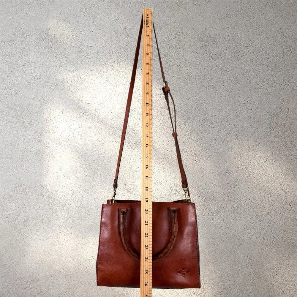 Patricia Nash Woven Plaid Mozia Satchel Brown‎ Top Handle Bag Detachable Strap